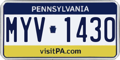 PA license plate MYV1430
