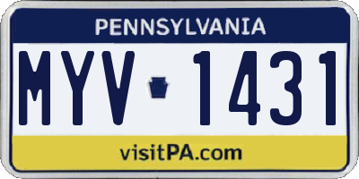PA license plate MYV1431