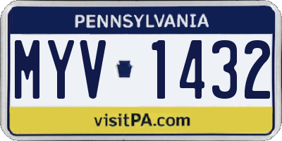 PA license plate MYV1432