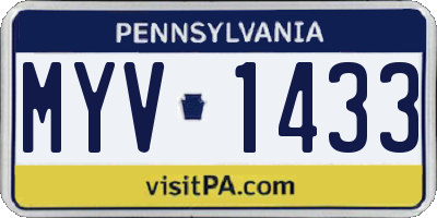 PA license plate MYV1433
