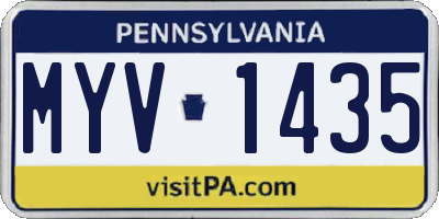 PA license plate MYV1435