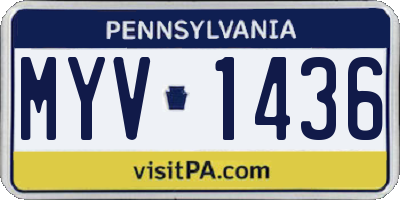 PA license plate MYV1436