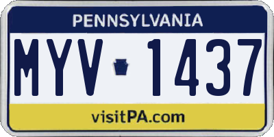PA license plate MYV1437