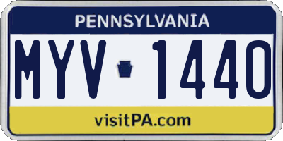 PA license plate MYV1440