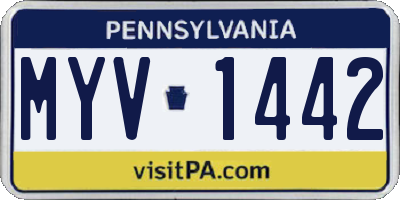 PA license plate MYV1442