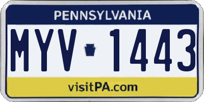 PA license plate MYV1443
