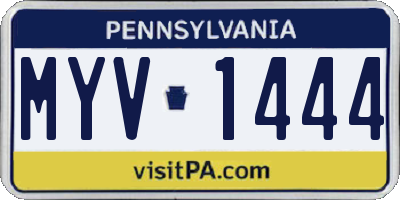 PA license plate MYV1444