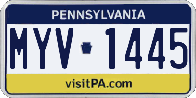 PA license plate MYV1445