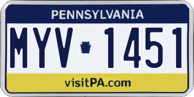 PA license plate MYV1451