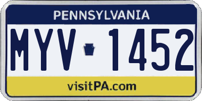 PA license plate MYV1452