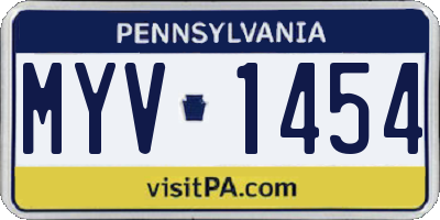 PA license plate MYV1454
