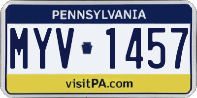 PA license plate MYV1457