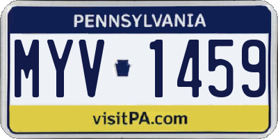 PA license plate MYV1459
