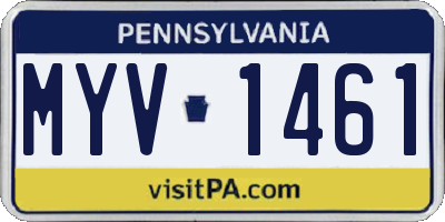 PA license plate MYV1461