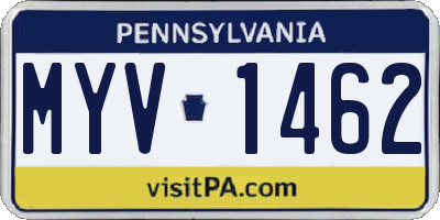 PA license plate MYV1462