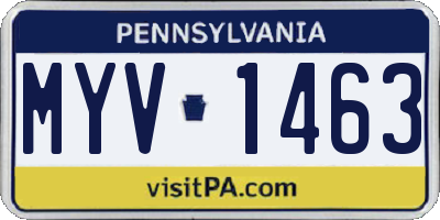 PA license plate MYV1463