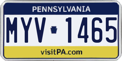 PA license plate MYV1465