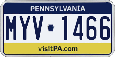 PA license plate MYV1466
