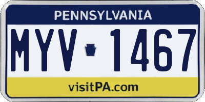 PA license plate MYV1467