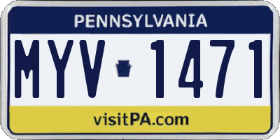PA license plate MYV1471