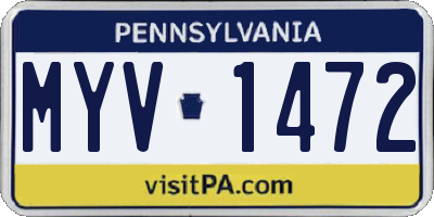 PA license plate MYV1472