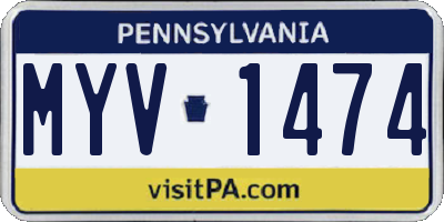 PA license plate MYV1474