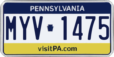 PA license plate MYV1475