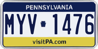 PA license plate MYV1476