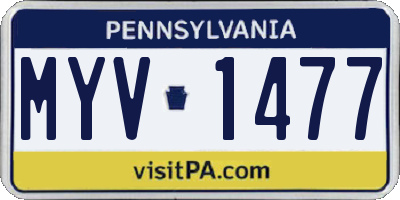 PA license plate MYV1477