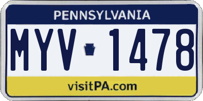 PA license plate MYV1478