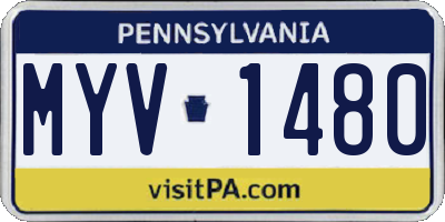 PA license plate MYV1480