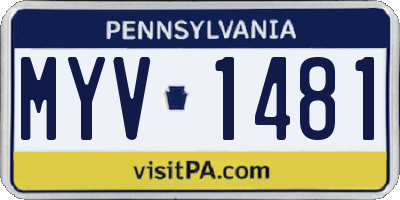 PA license plate MYV1481