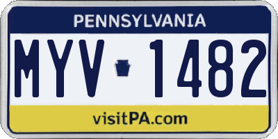 PA license plate MYV1482