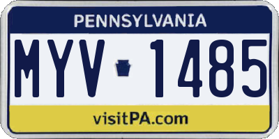 PA license plate MYV1485