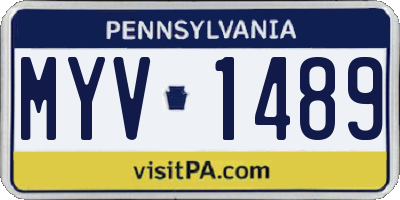 PA license plate MYV1489