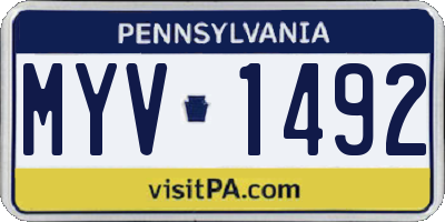 PA license plate MYV1492
