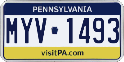 PA license plate MYV1493