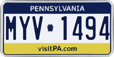 PA license plate MYV1494