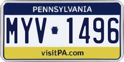 PA license plate MYV1496