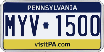 PA license plate MYV1500