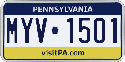 PA license plate MYV1501