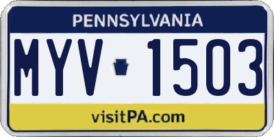 PA license plate MYV1503