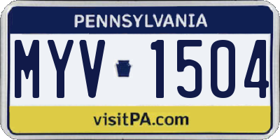 PA license plate MYV1504