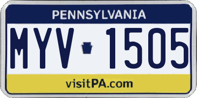PA license plate MYV1505