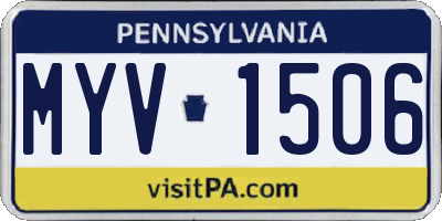 PA license plate MYV1506