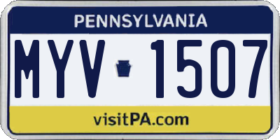 PA license plate MYV1507