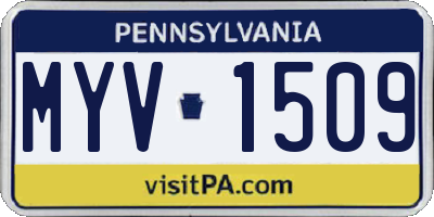 PA license plate MYV1509