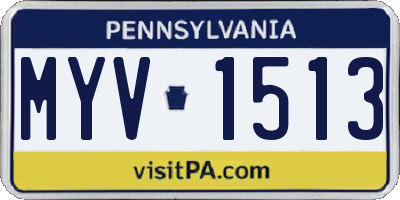 PA license plate MYV1513