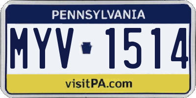 PA license plate MYV1514