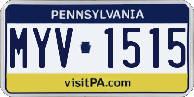 PA license plate MYV1515